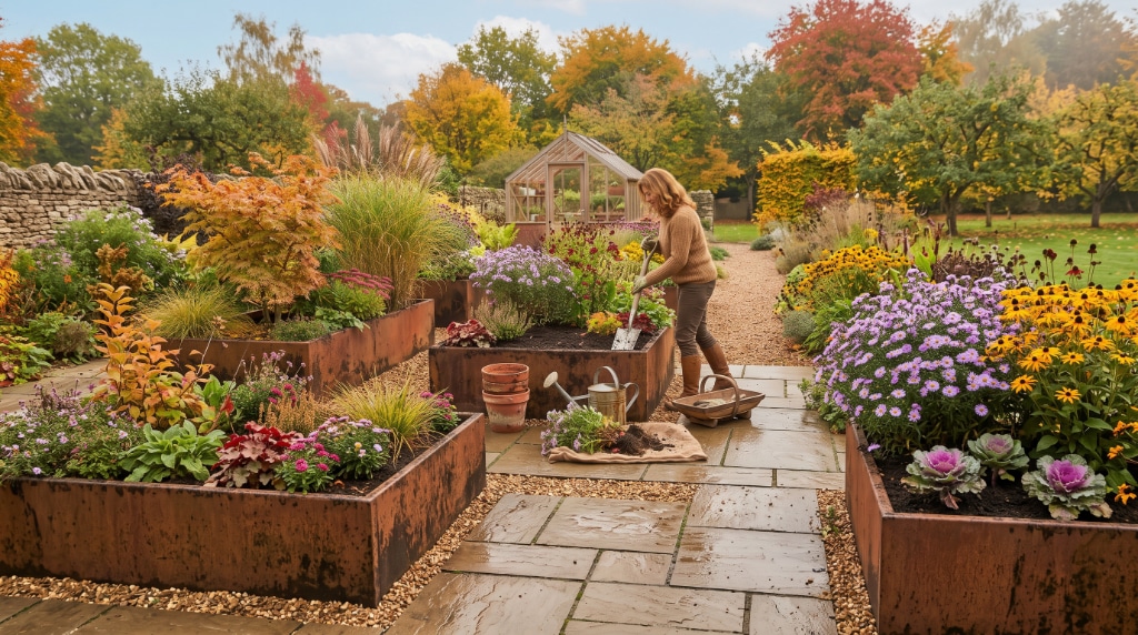 reinventer jardin automne bac corten